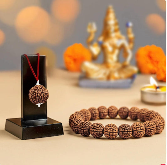 Maha SHivratri Combo - 5 Mukhi Rudraksha With Bracelet www.trikaro.com