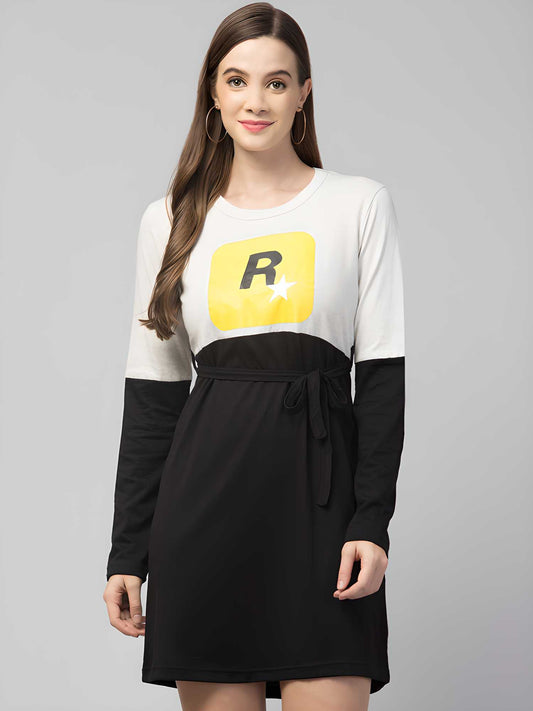Women's Cotton Graphic Print T-shirt Short Dress www.trikaro.com