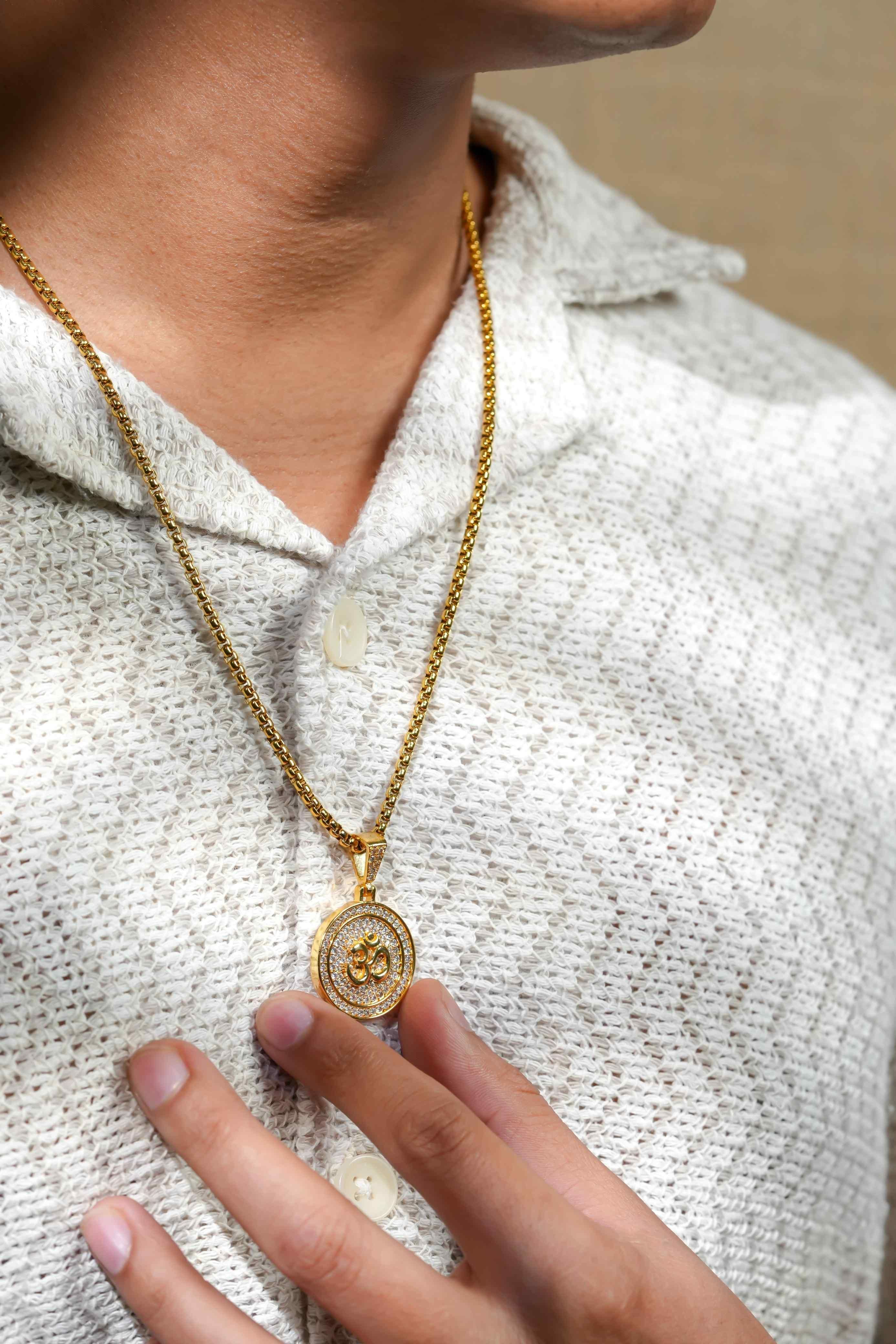 Om Symbol Pendant With Chain www.trikaro.com