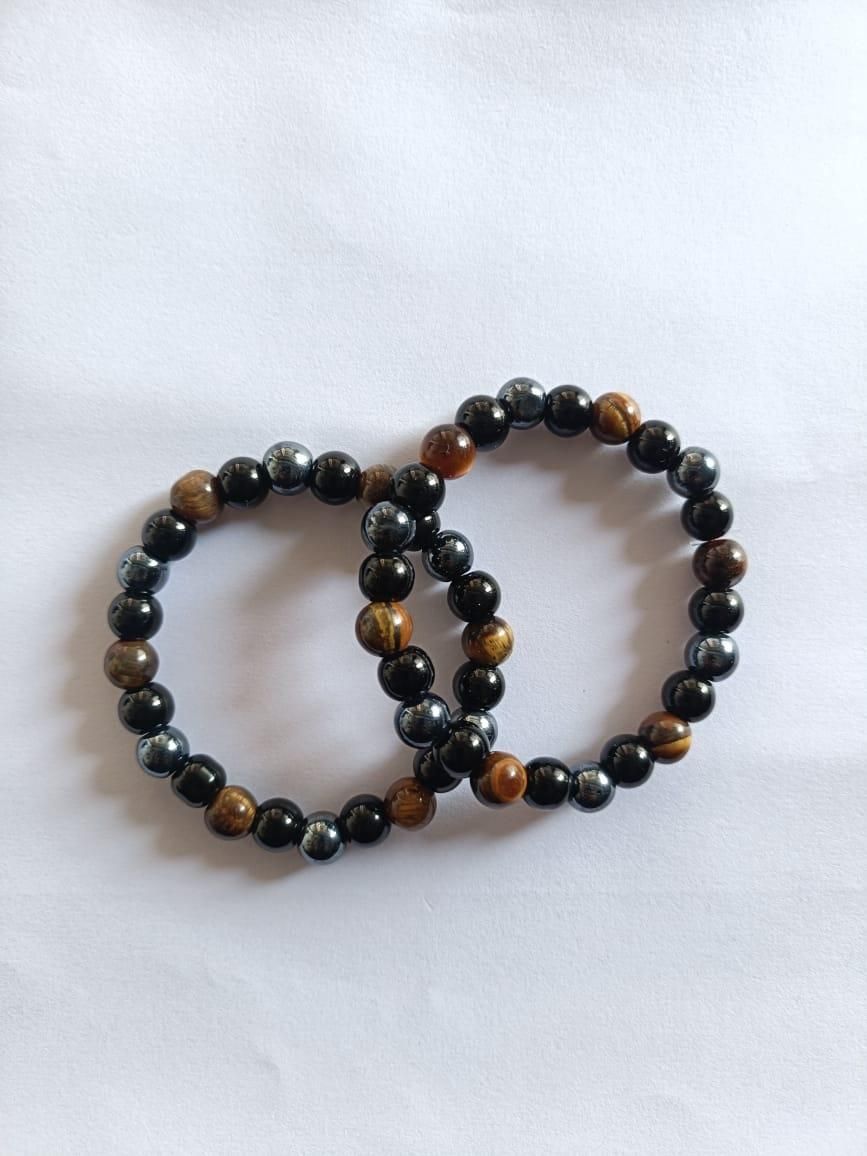Tiger Eye Matte Black Beaded Bracelet(Combo) www.trikaro.com