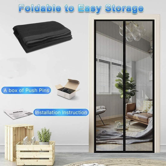 Door Curtain-Mesh Screen Net Home Magnetic Foldable Anti Mosquito Door Curtains (Pack of 2)  www.trikaro.com