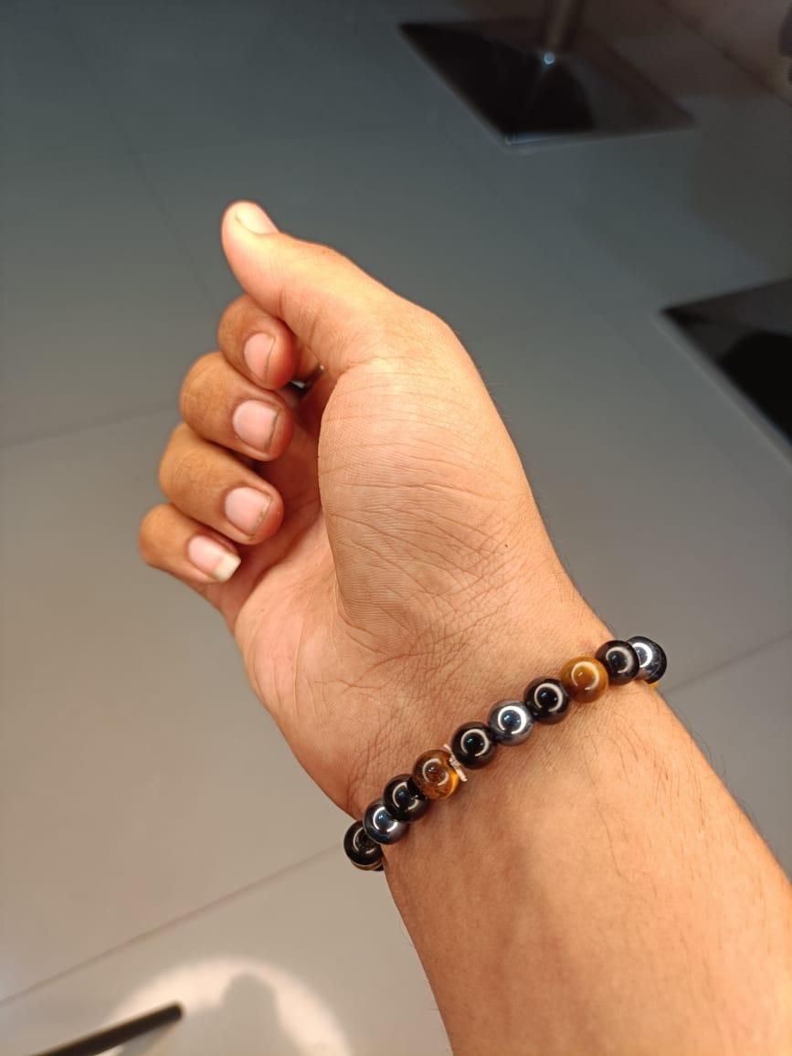 Tiger Eye Matte Black Beaded Bracelet(Combo) www.trikaro.com