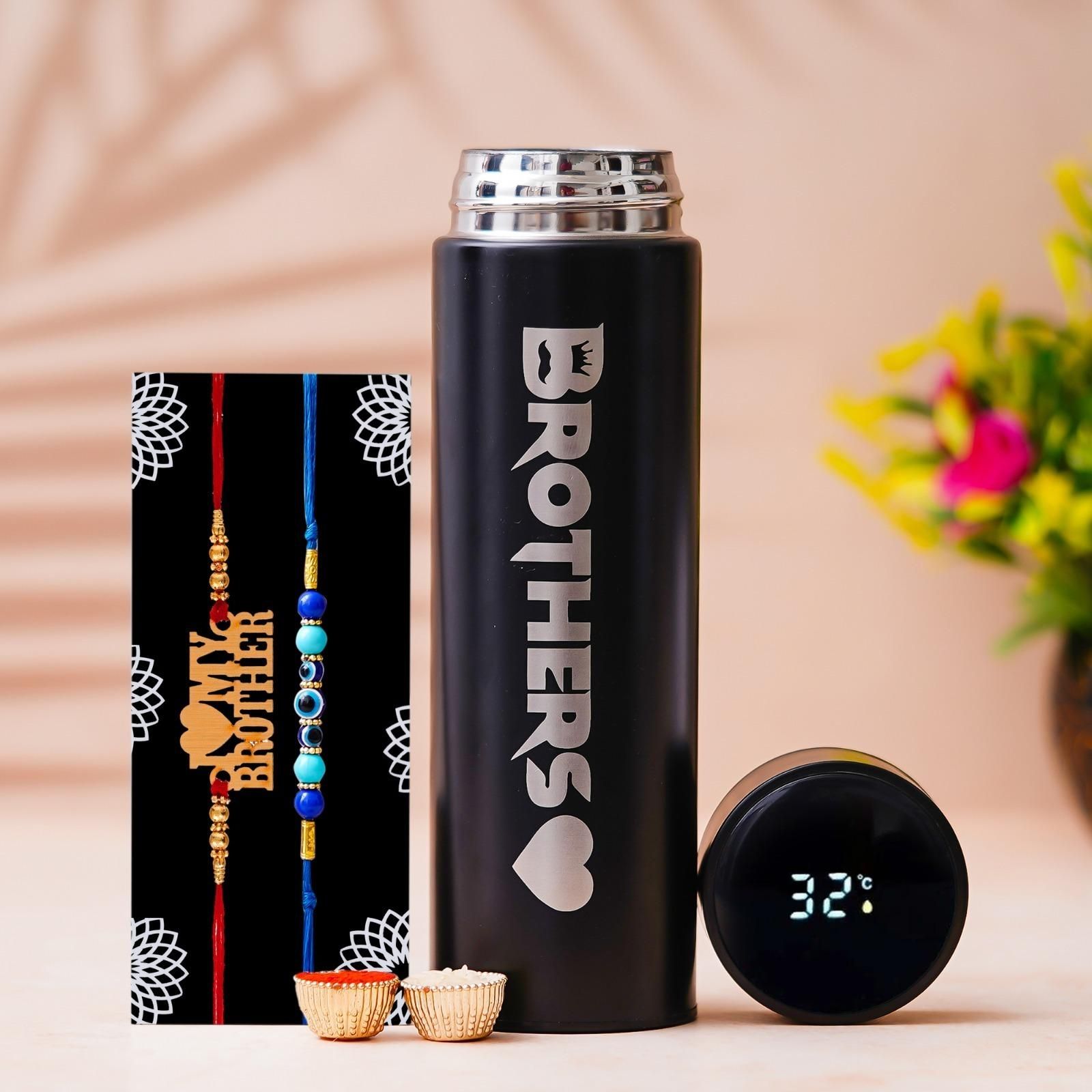 Brother Temp Bottle With 2 Rakhi (Pack of 1) www.trikaro.com