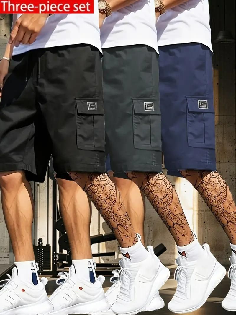 Men's Cotton Casual Cargo Shorts Pack of 3 www.trikaro.com