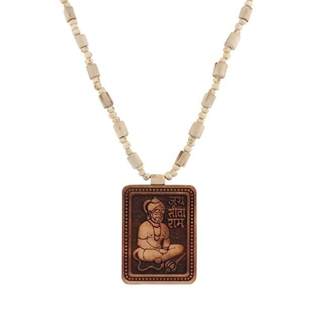 Original & Natural Wood Tulsi Kanthi Mala With Hanuman ji Locket Pendant (Pack of 2) www.trikaro.com