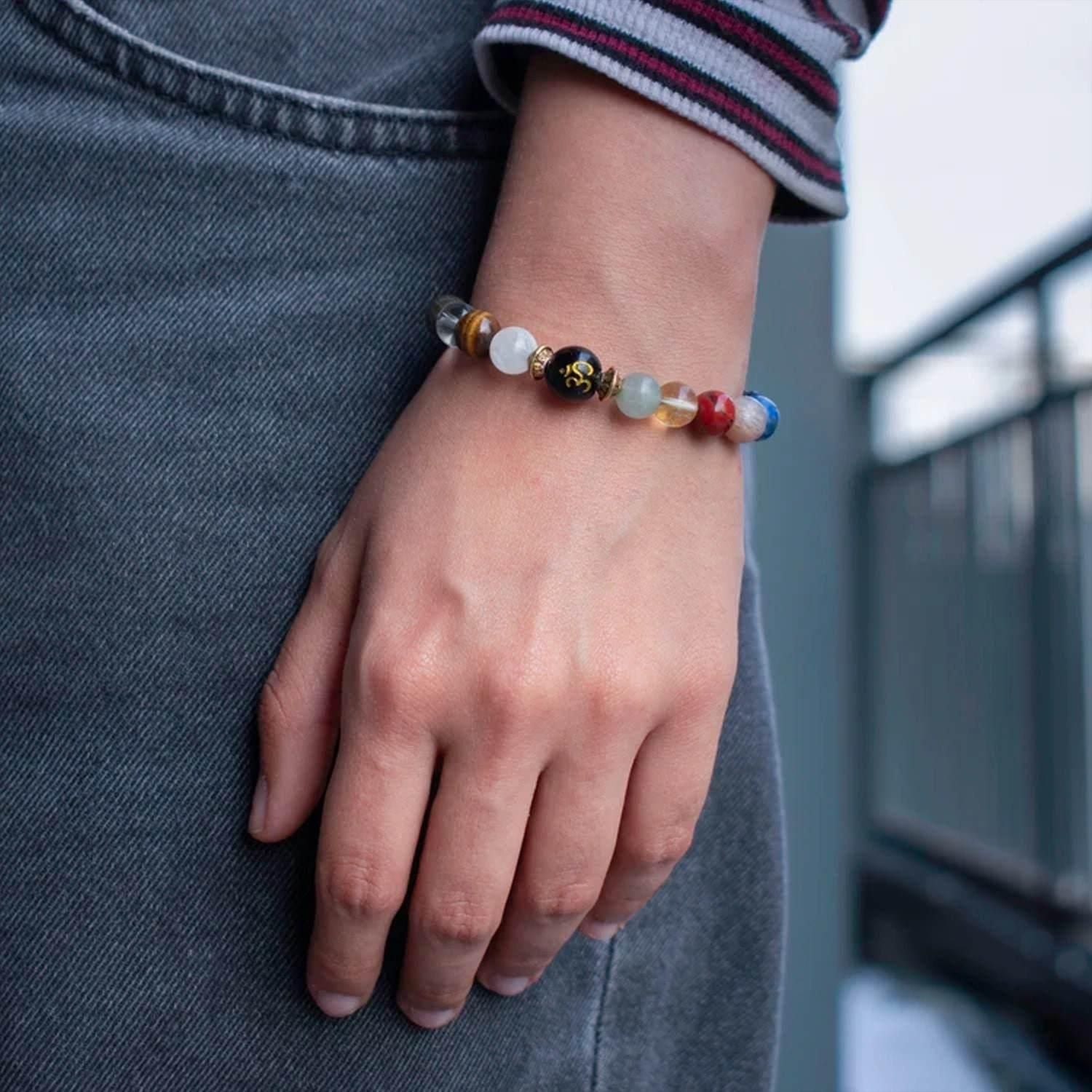 Natural Beads Om Bracelet www.trikaro.com