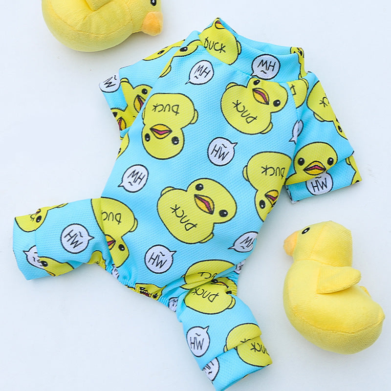 Pet Dog Cat Four-legged Clothes Supplie Duck Cartoon Pajamas Bottoming Out www.trikaro.com