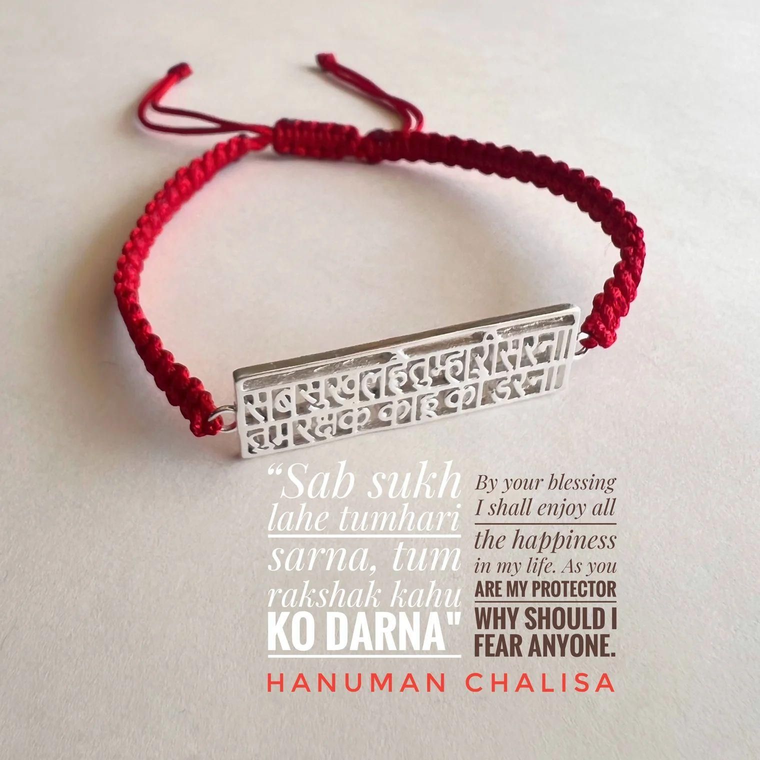 Hanuman Chalisa Protection Silver Plated Bracelet www.trikaro.com