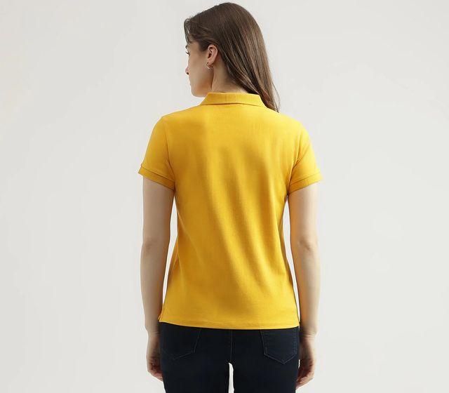 Ketex Yellow Cotton Blend Polo Neck Tshirt www.trikaro.com