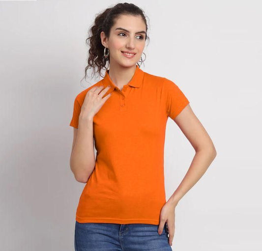 Ketex Orange Cotton Blend Polo Neck Tshirt www.trikaro.com