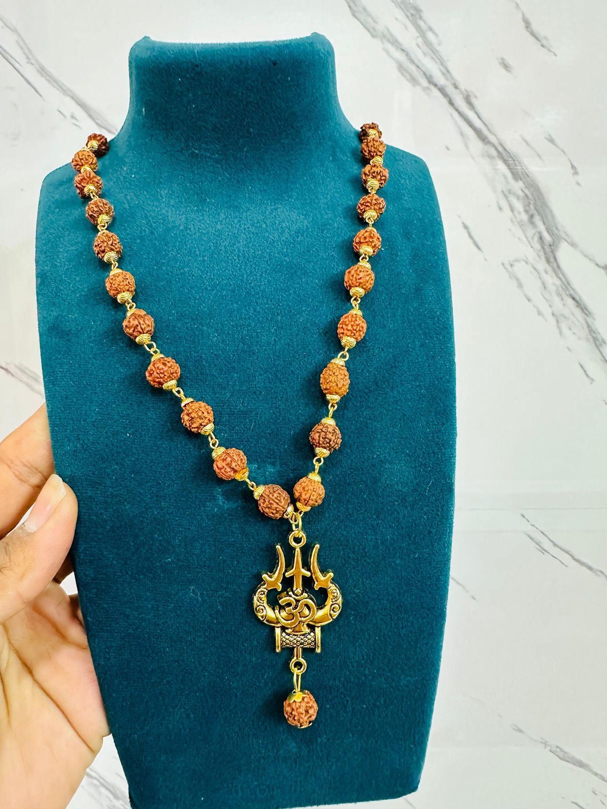 Panchmukhi Rudraksha OM Shiva Trishool Mala www.trikaro.com