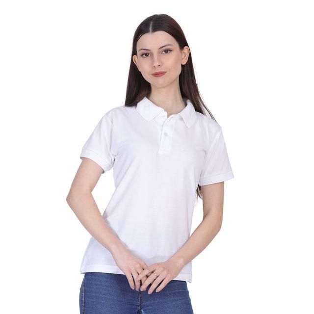 Ketex White Cotton Blend Polo Neck Tshirt www.trikaro.com