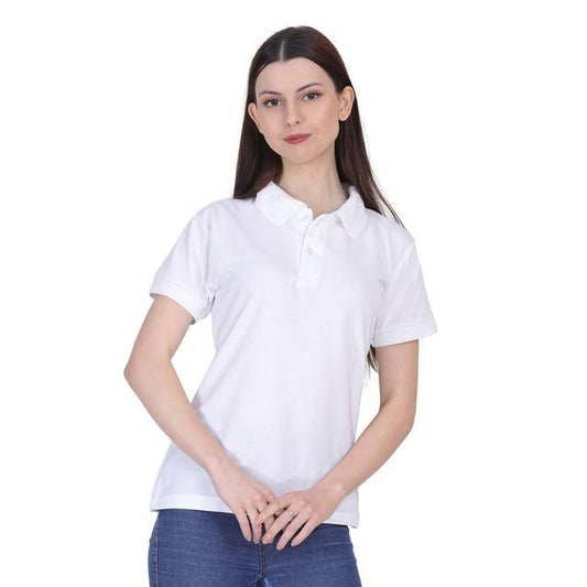Ketex White Cotton Blend Polo Neck Tshirt www.trikaro.com