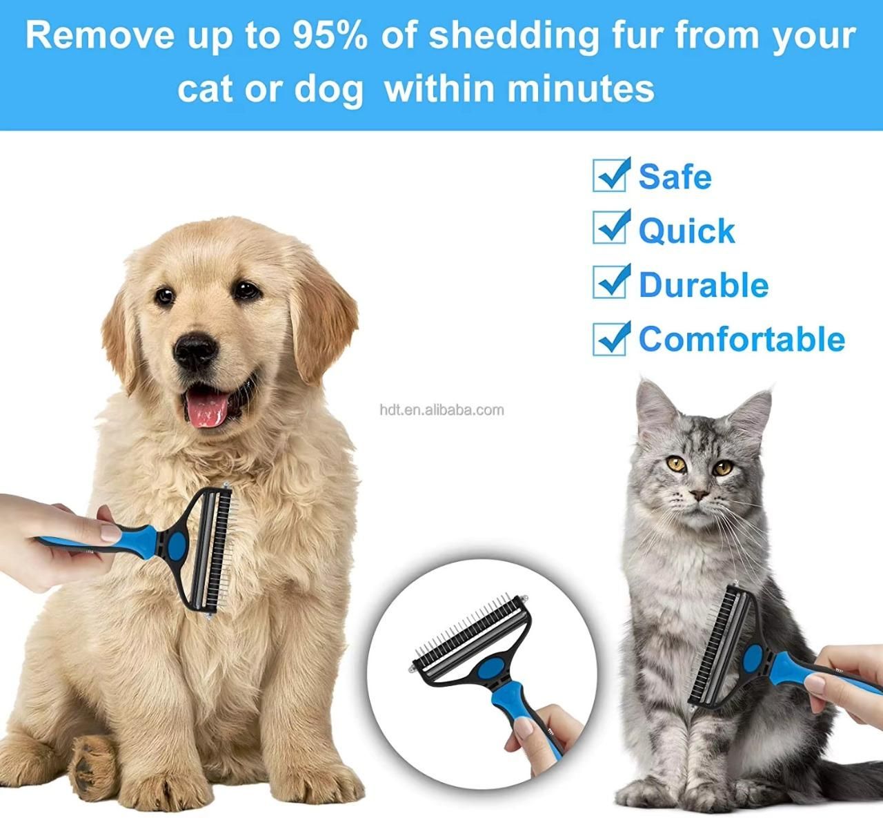 2 in 1 Deshedding Grooming Undercoat Brush www.trikaro.com