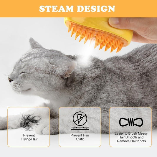 New 3 In1 Steamy Pet Cat Brush Cleanser Vapor, Steaming Pet Hair Brush, Pet www.trikaro.com