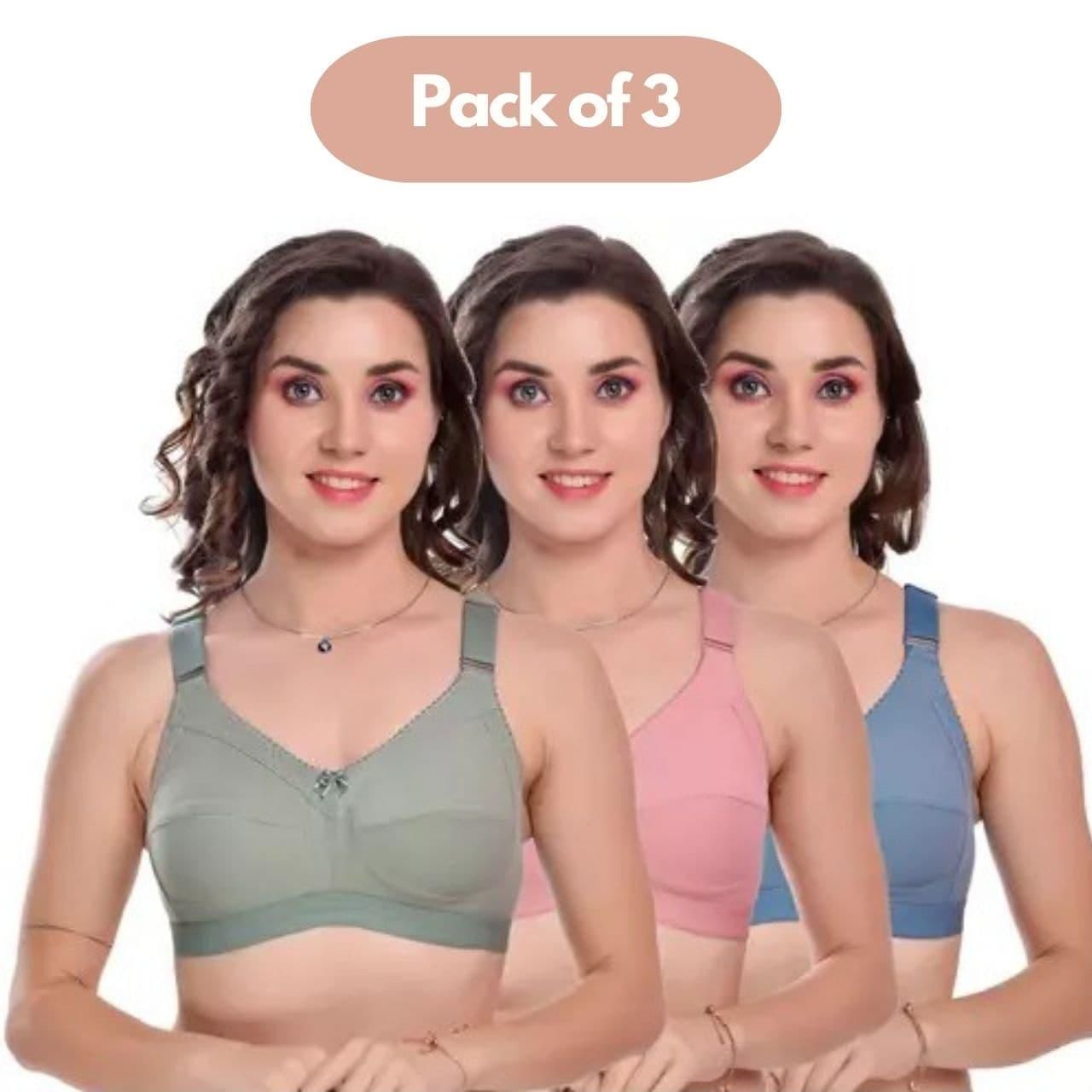 Full Coverage Non Padded Bra Pack of 3 www.trikaro.com
