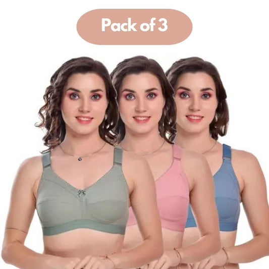 Full Coverage Non Padded Bra Pack of 3 www.trikaro.com