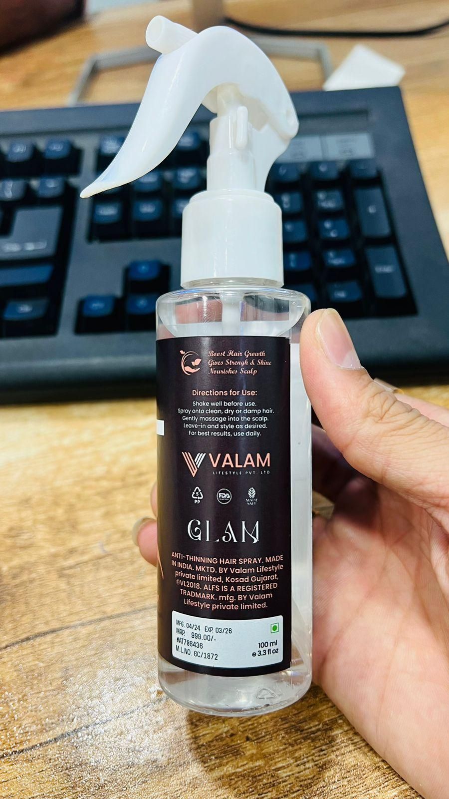 Glam Anti-Thinning Hair Spray - Volumizing Day Spray 100ml (Pack of 2) www.trikaro.com