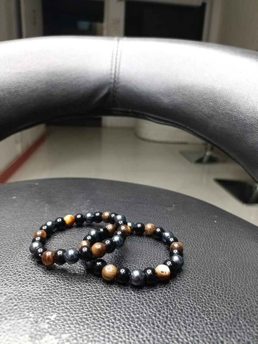 Tiger Eye Matte Black Beaded Bracelet(Combo) www.trikaro.com