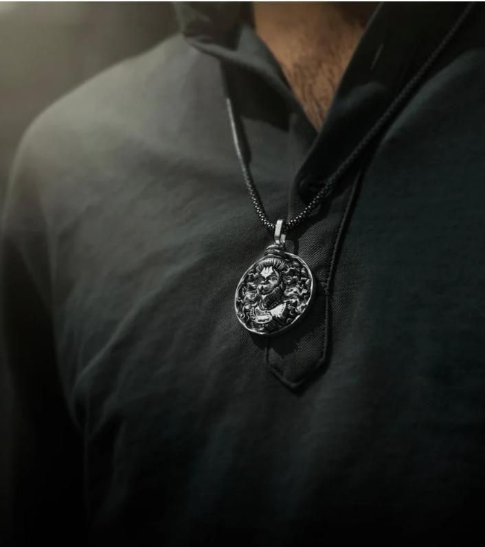 Hanuman Ji Pendant Oxodaised Silver Chain www.trikaro.com