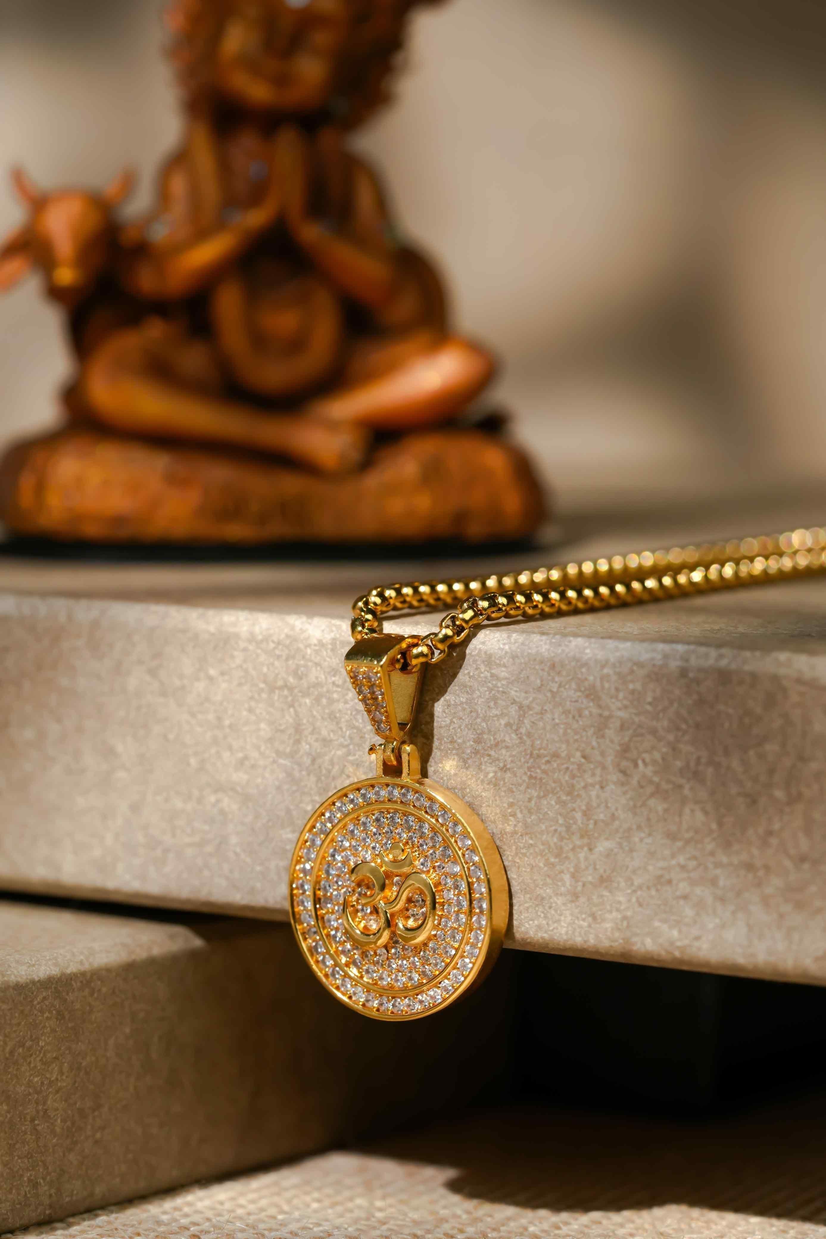Om Symbol Pendant With Chain www.trikaro.com