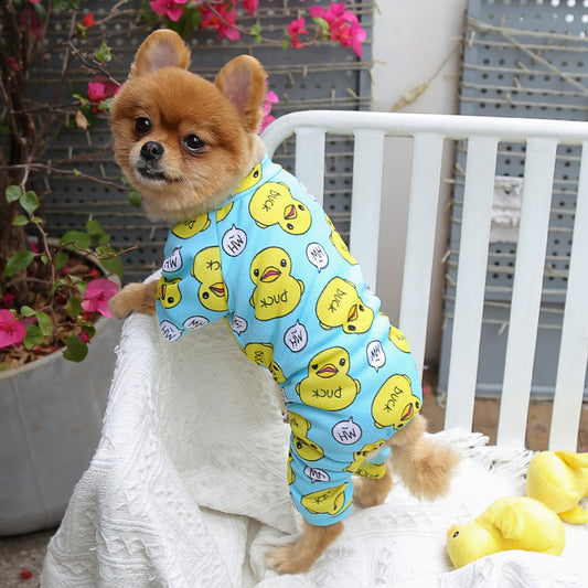 Pet Dog Cat Four-legged Clothes Supplie Duck Cartoon Pajamas Bottoming Out www.trikaro.com