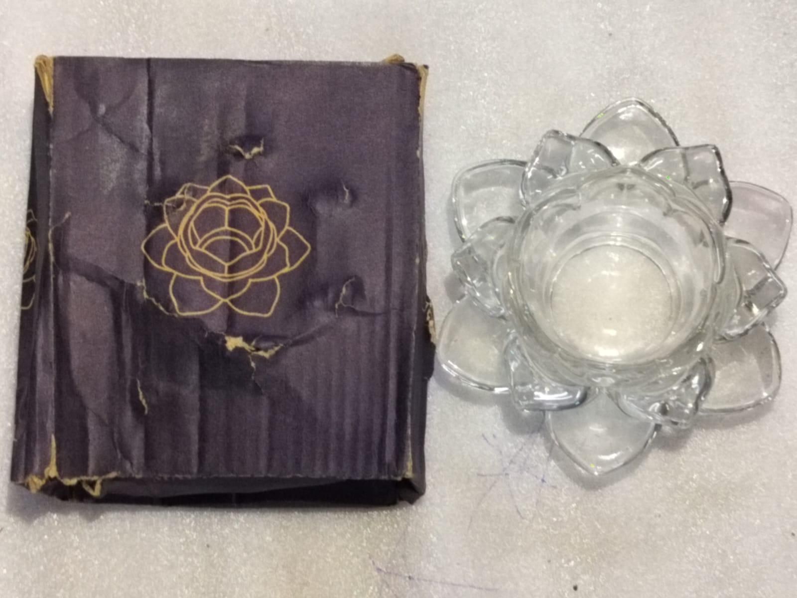 Glass Lotus Flower Tea Light Candle Holder Set www.trikaro.com