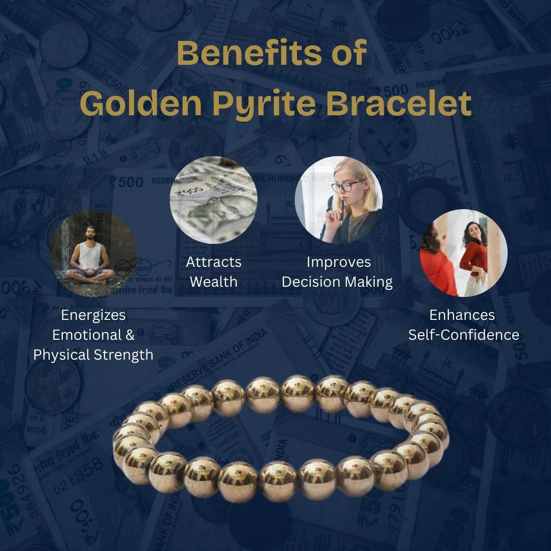 Golden Pyrite Bracelet - 8mm Beads www.trikaro.com