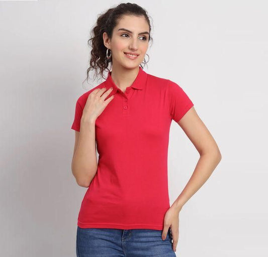 Ketex Red Cotton Blend Polo Neck Tshirt www.trikaro.com