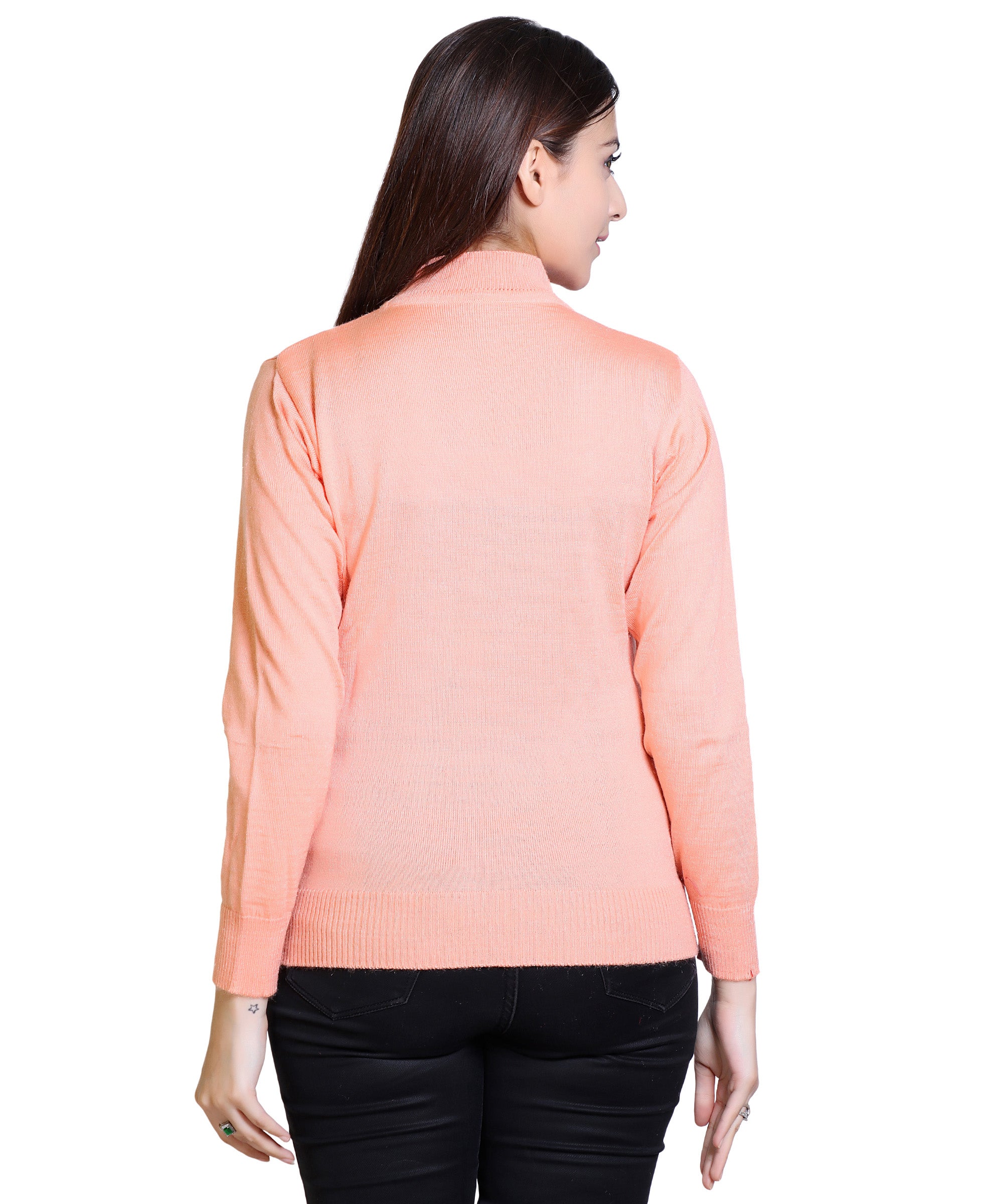 Women's Solid Woolen Full Sleeves Sweater www.trikaro.com