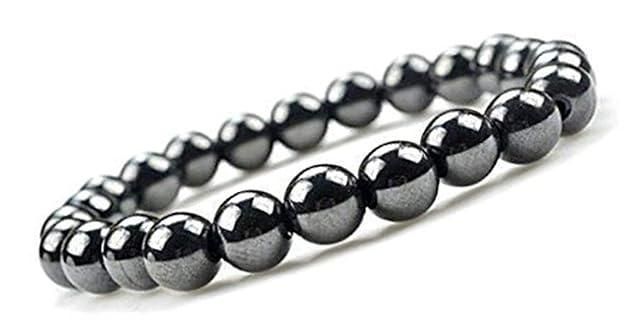 Natural Round Beads Magnetic Hematite Crystal Stone 8mm Bracelet (Pack of 2) www.trikaro.com