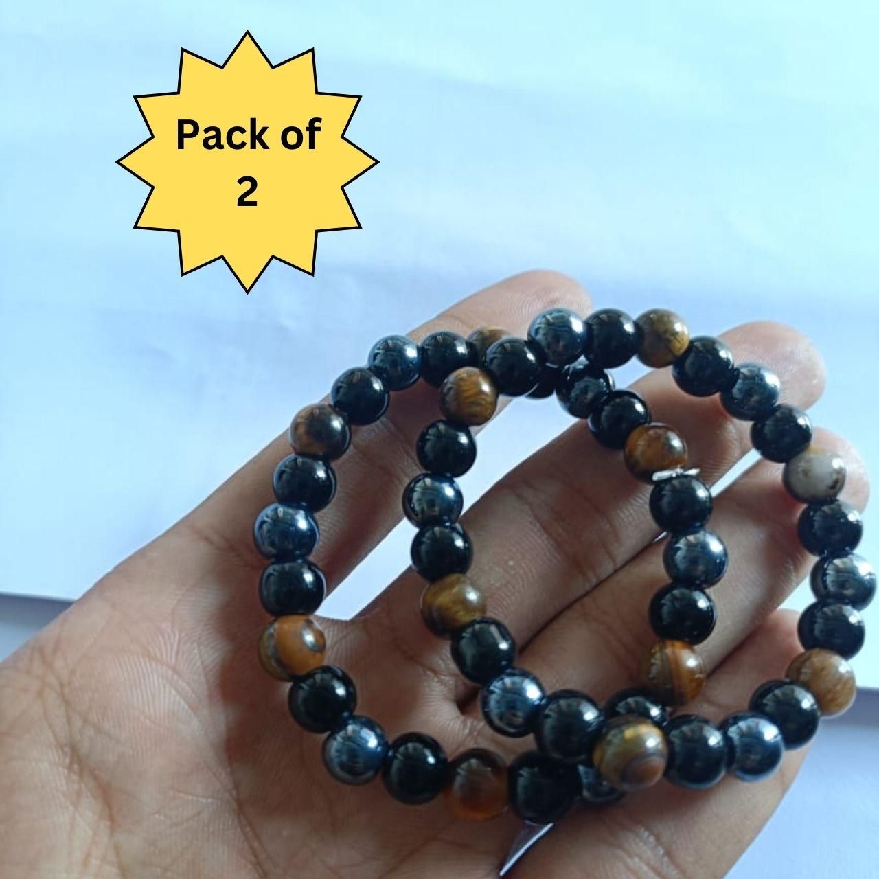 Tiger Eye Matte Black Beaded Bracelet(Combo) www.trikaro.com