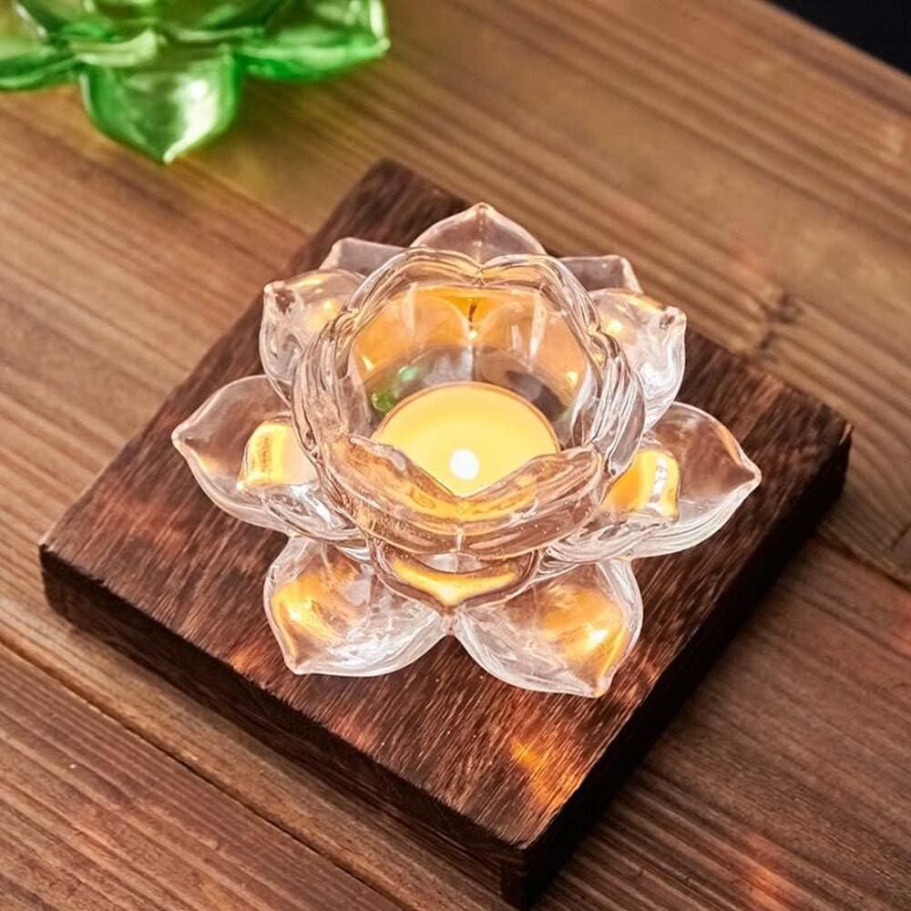 Glass Lotus Flower Tea Light Candle Holder Set www.trikaro.com