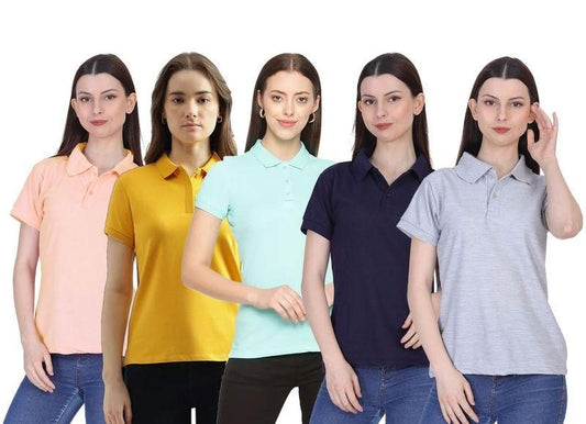 Ketex Cotton Blend Polo Neck T-shirt (Pack Of 5) www.trikaro.com