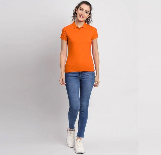 Ketex Orange Cotton Blend Polo Neck Tshirt www.trikaro.com