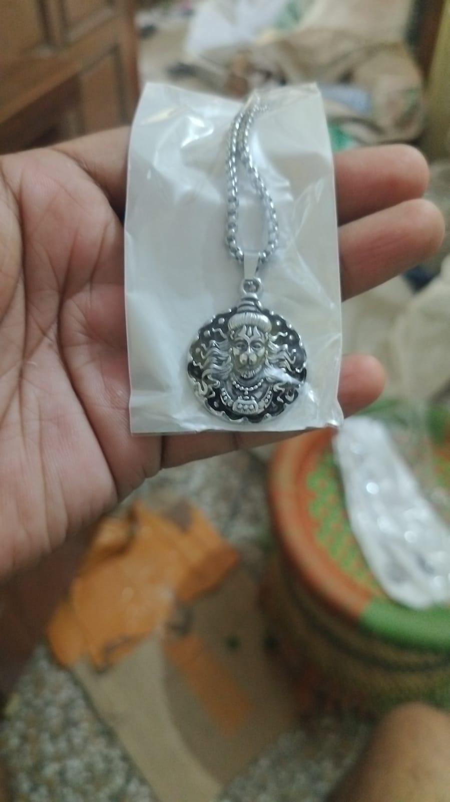 Hanuman Ji Pendant Oxodaised Silver Chain www.trikaro.com