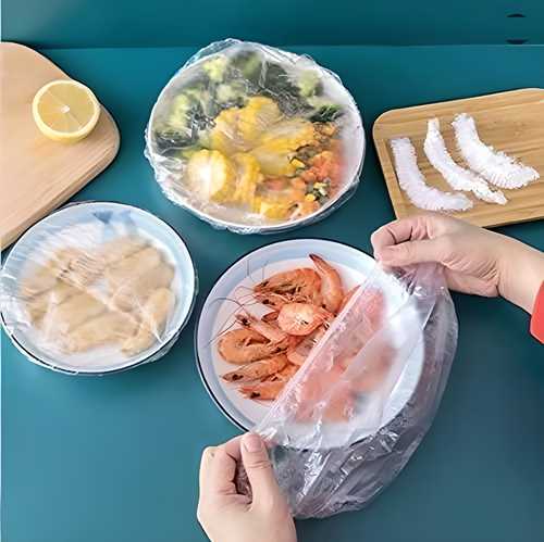 Plastic Bags - Reusable Elastic Food Storage Plastic Covers (Pack of 100) www.trikaro.com