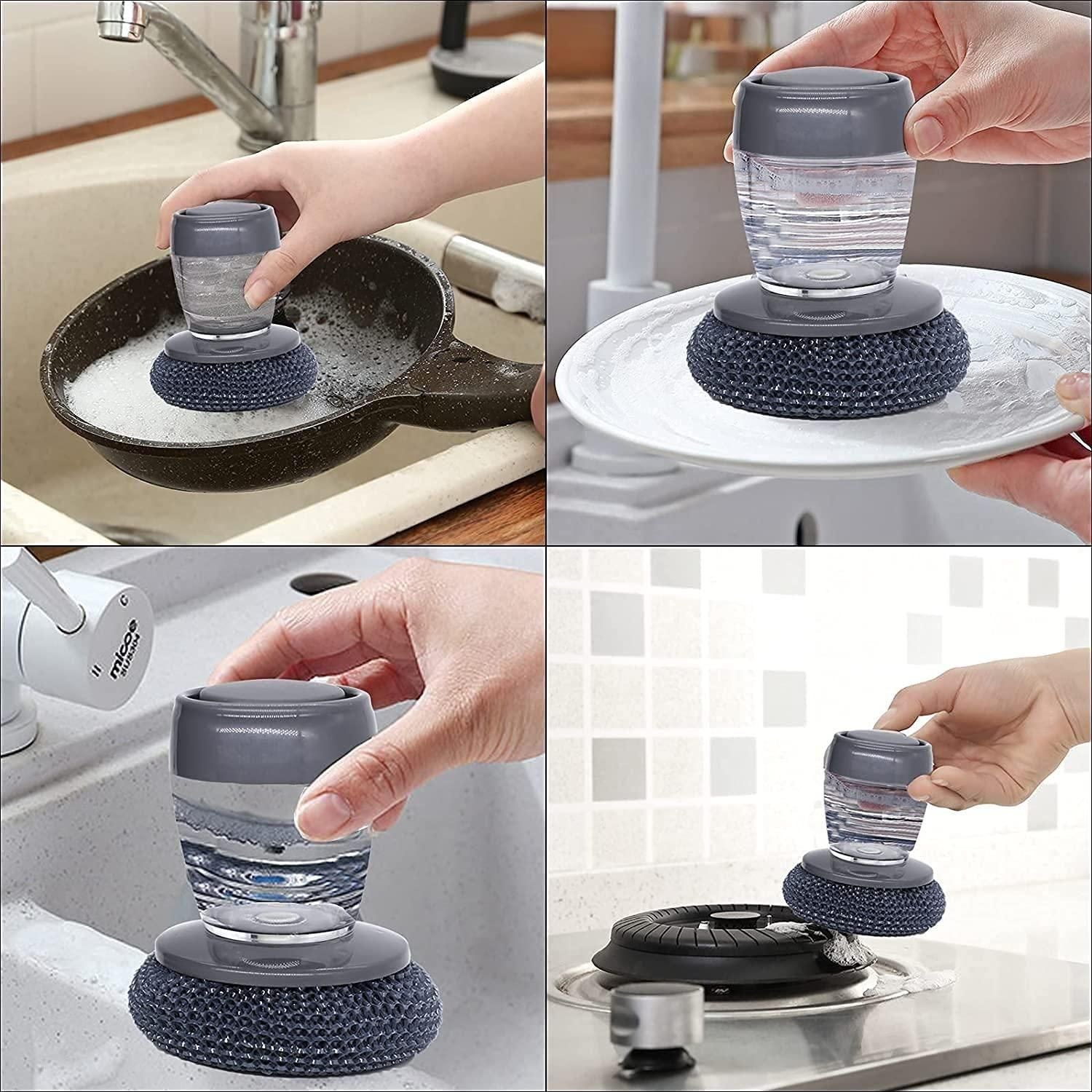 Kitchen Soap Dispensing Palm Brush (Pack of 2) www.trikaro.com