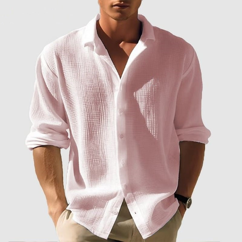 Men's Lapel Long Sleeve Shirt Fashion Solid Single Breasted Tops Fall Spring Clothing  by www.trikaro.com