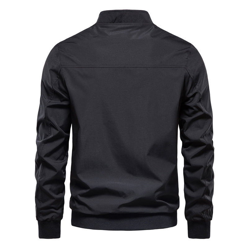 Men's Zip-up Jacket With Pockets Casual Solid Stand Collar Long Sleeve Top Outwear Clothing by www.trikaro.com
