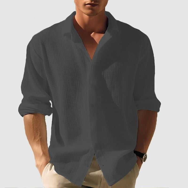 Men's Lapel Long Sleeve Shirt Fashion Solid Single Breasted Tops Fall Spring Clothing  by www.trikaro.com