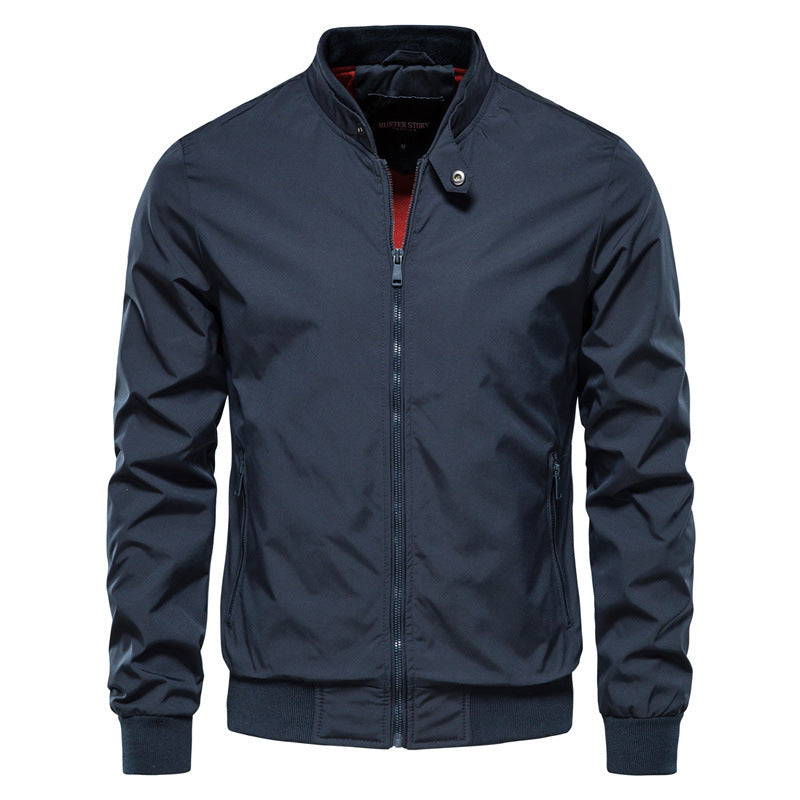 Men's Zip-up Jacket With Pockets Casual Solid Stand Collar Long Sleeve Top Outwear Clothing by www.trikaro.com