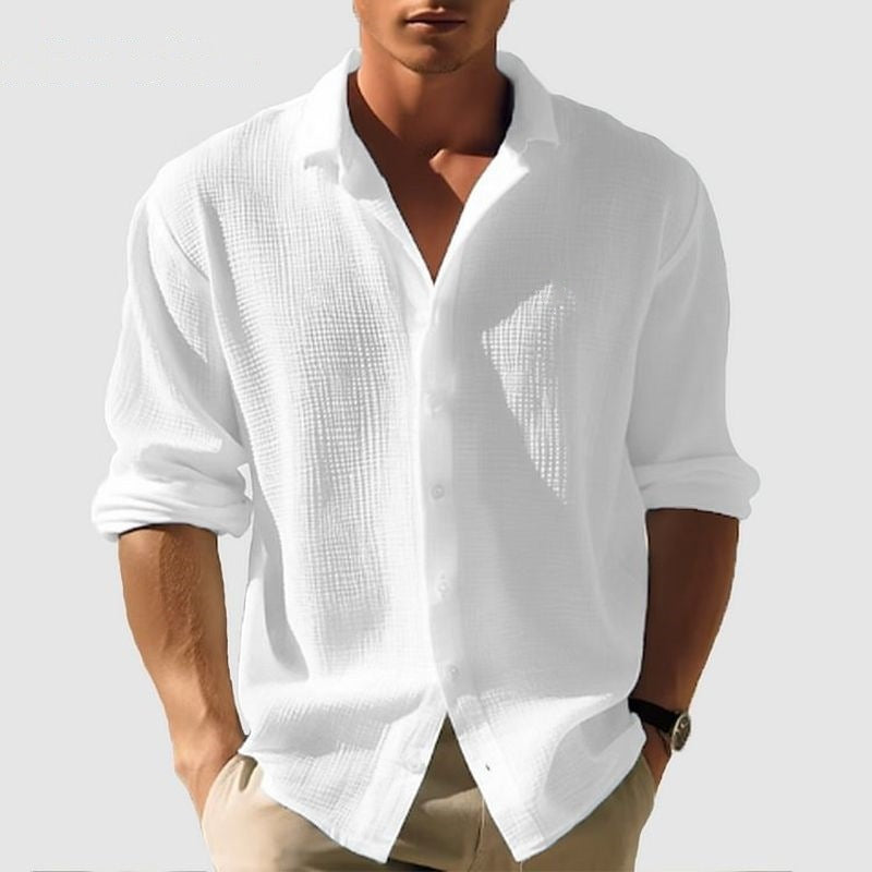 Men's Lapel Long Sleeve Shirt Fashion Solid Single Breasted Tops Fall Spring Clothing  by www.trikaro.com
