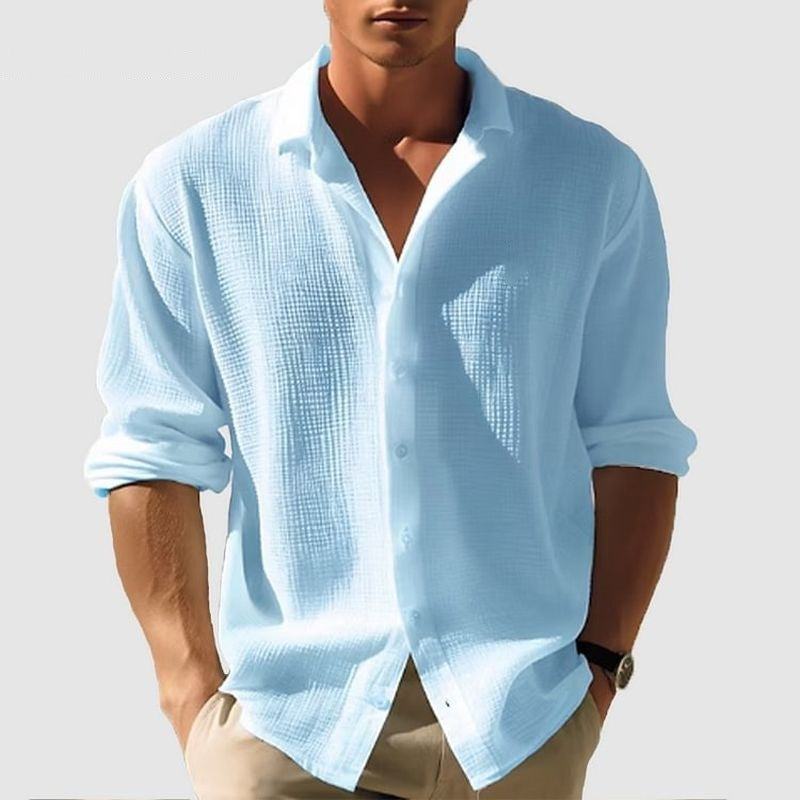 Men's Lapel Long Sleeve Shirt Fashion Solid Single Breasted Tops Fall Spring Clothing  by www.trikaro.com